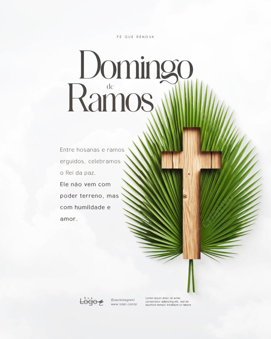 Post Domingo de Ramos Páscoa Igreja PSD Editável