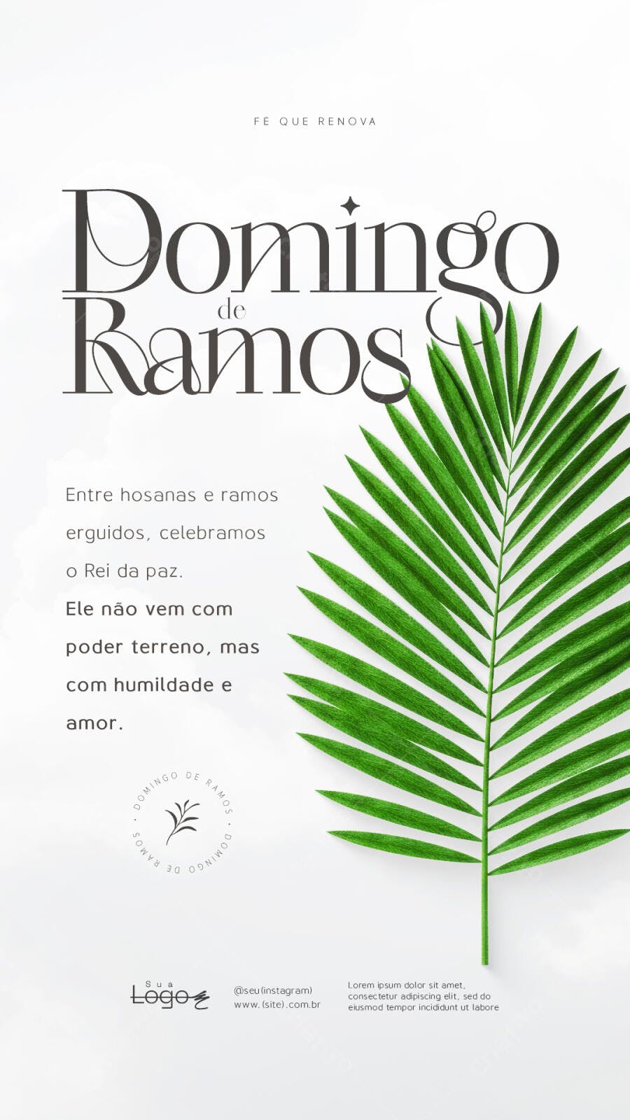 Post Instagram Domingo de Ramos Religioso PSD Editável