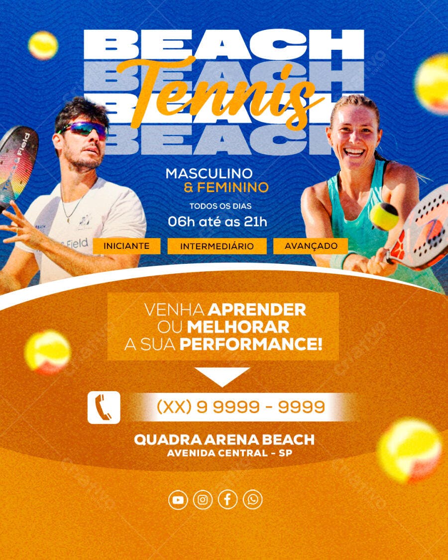 Flyer Beach Tennis Aulas Esporte PSD Editável