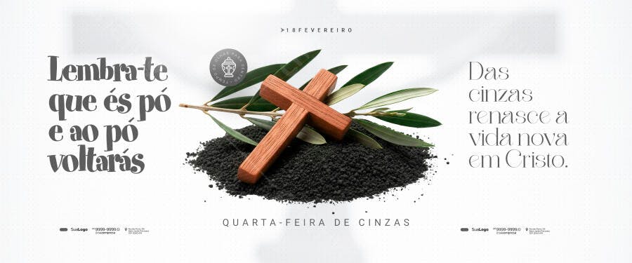 Banner Quarta-feira de Cinzas Igreja PSD Editável
