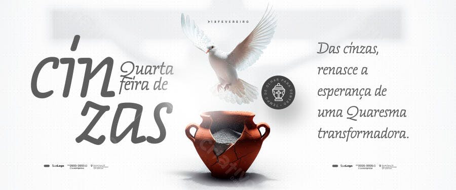 Banner Quarta-feira de Cinzas Quaresma PSD Editável