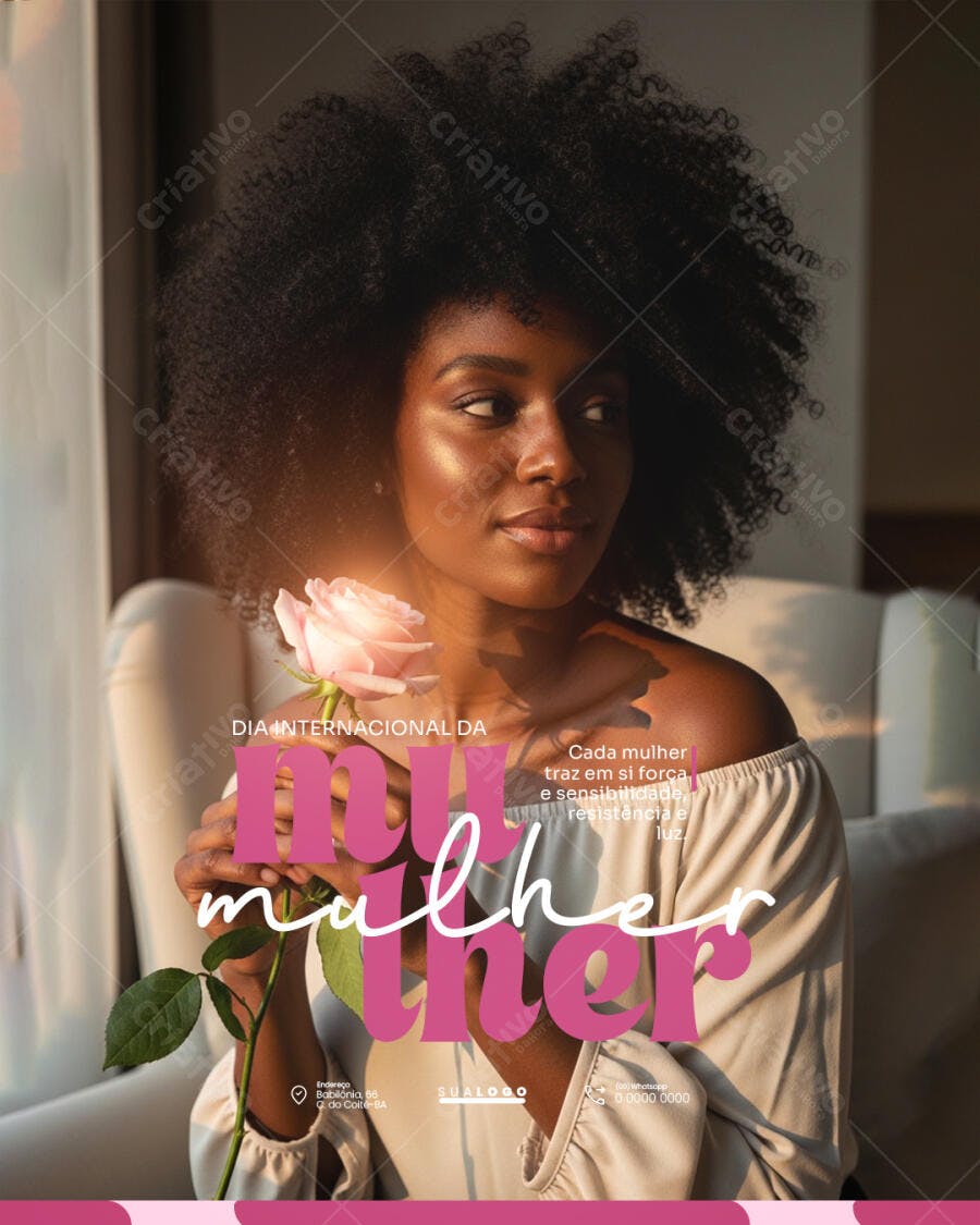 Post Instagram Dia Internacional da Mulher 8 de Março PSD Editável