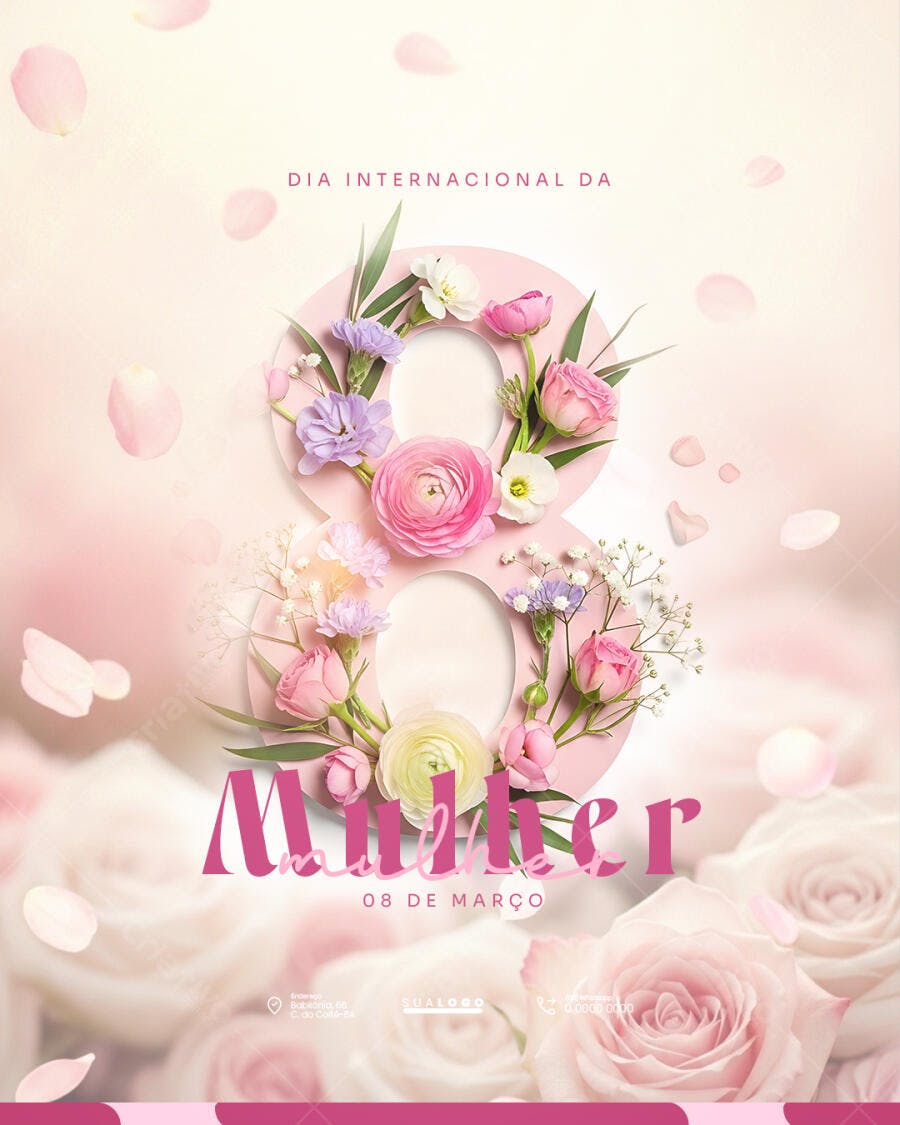 Post Instagram Dia Internacional da Mulher 8 de Março PSD Editável