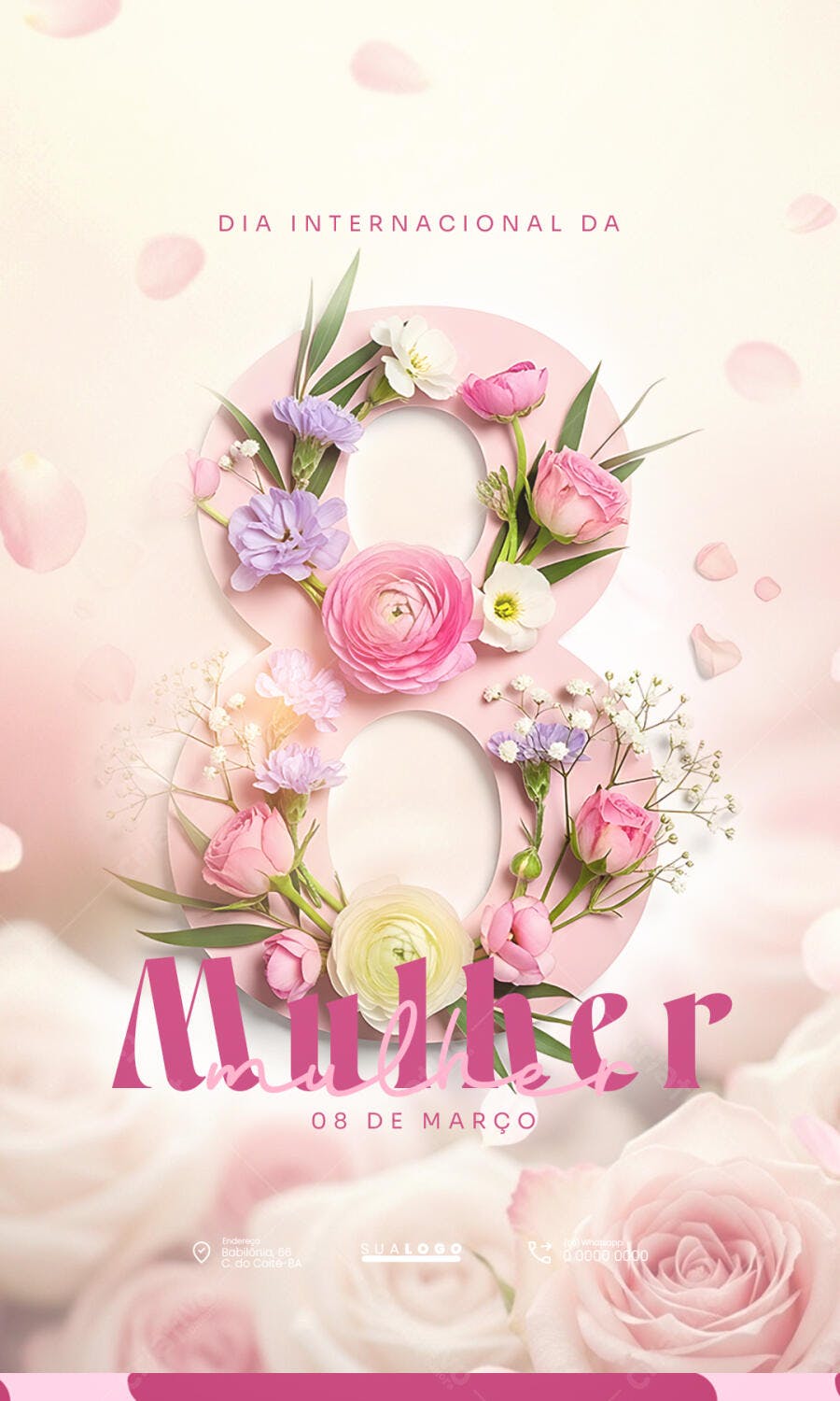 Post Instagram Dia Internacional da Mulher 8 de Março PSD Editável