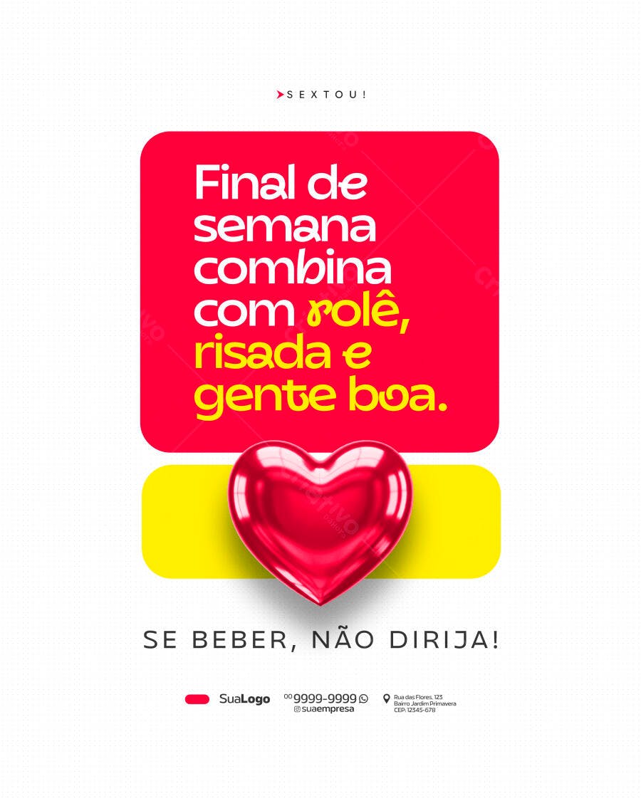 Post Instagram Sextou Final de Semana PSD Editável