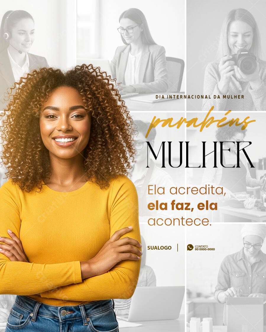 Post Instagram Dia Internacional da Mulher 8 de Março PSD Editável