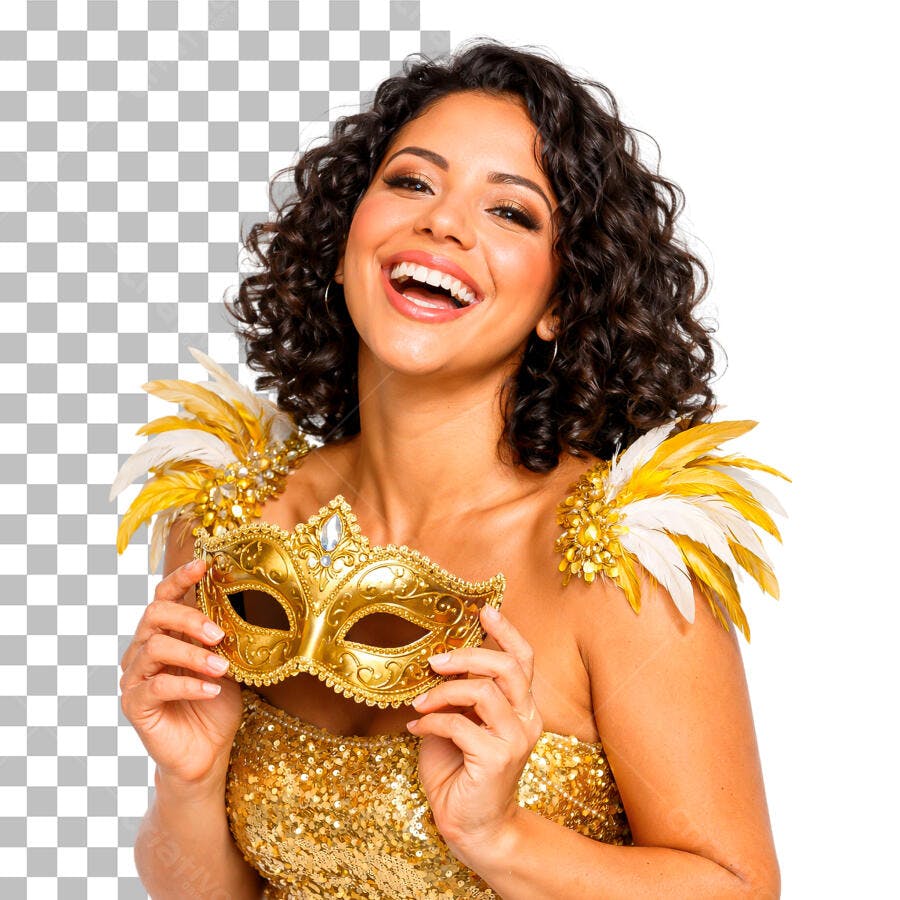 Foto Recortada Mulher Fantasia Carnaval Fevereiro PNG Fundo Transparente