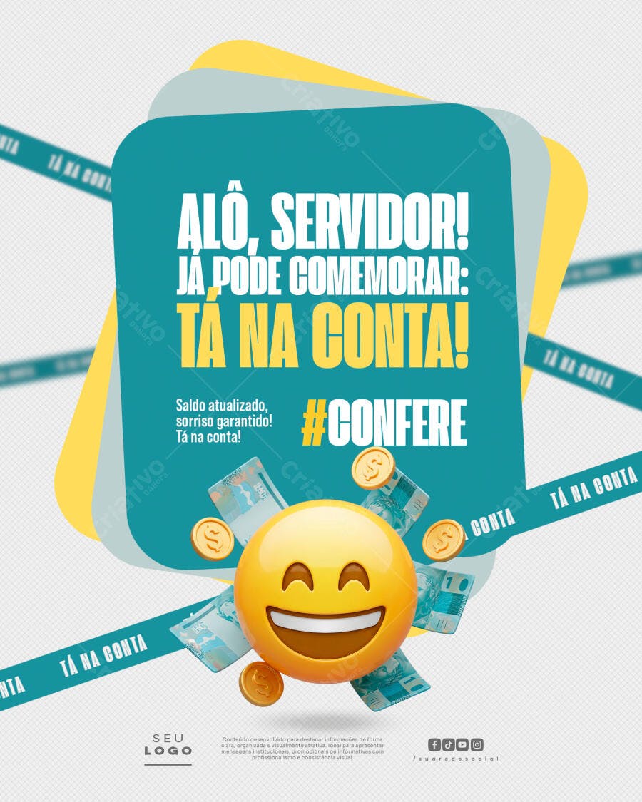 Post Instagram Pagamento Salário Servidor PSD Editável