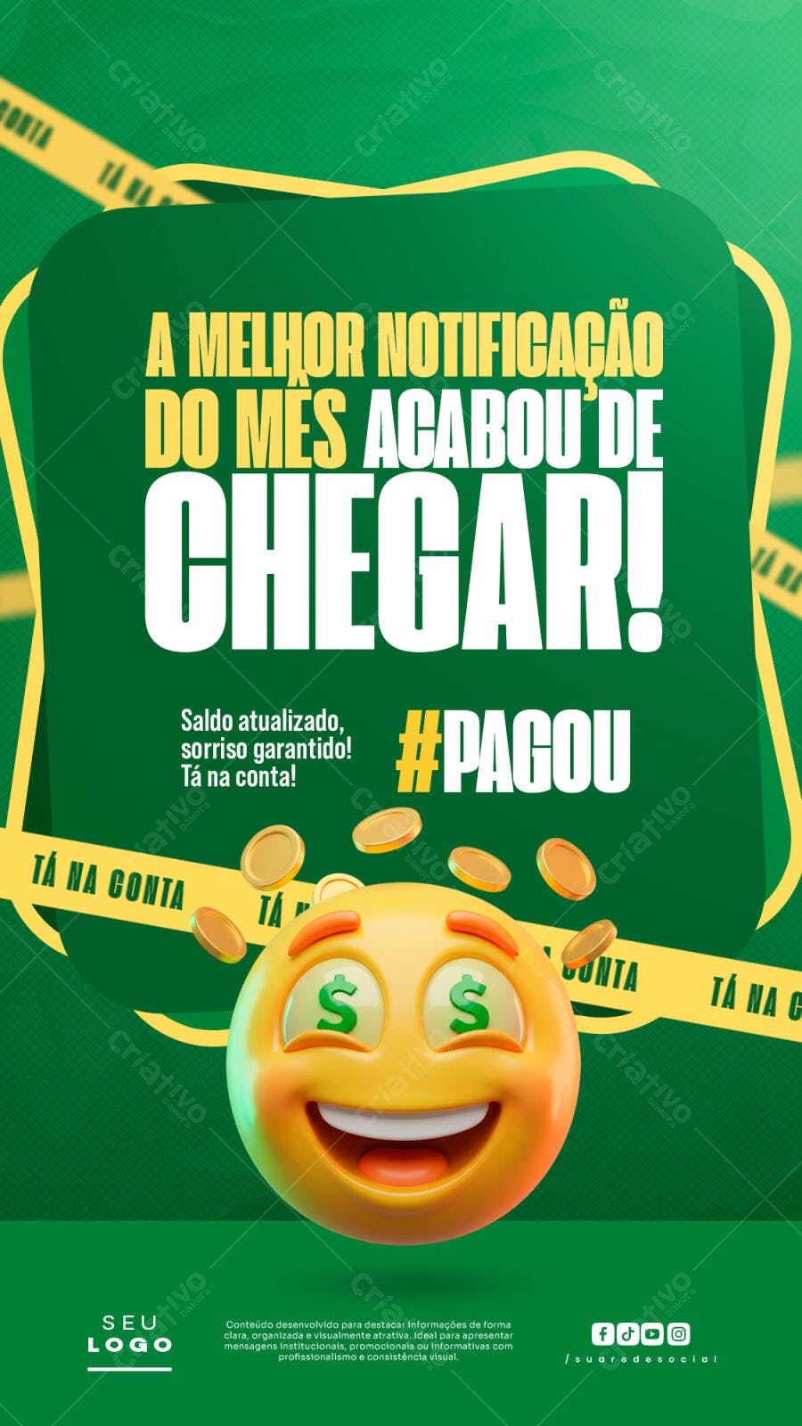 Post Instagram Pagamento Salário Notificação PSD Editável