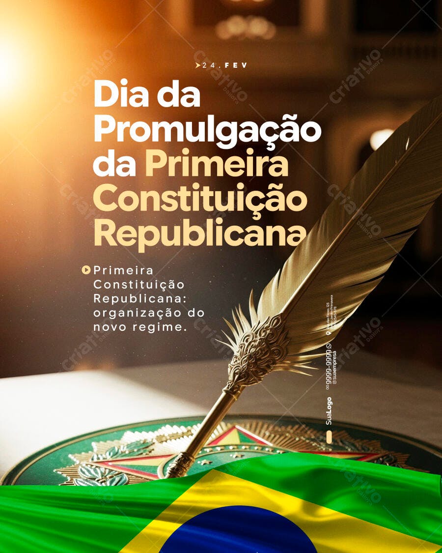 Post Dia da Constituição Brasileira 24 Fev PSD Editável