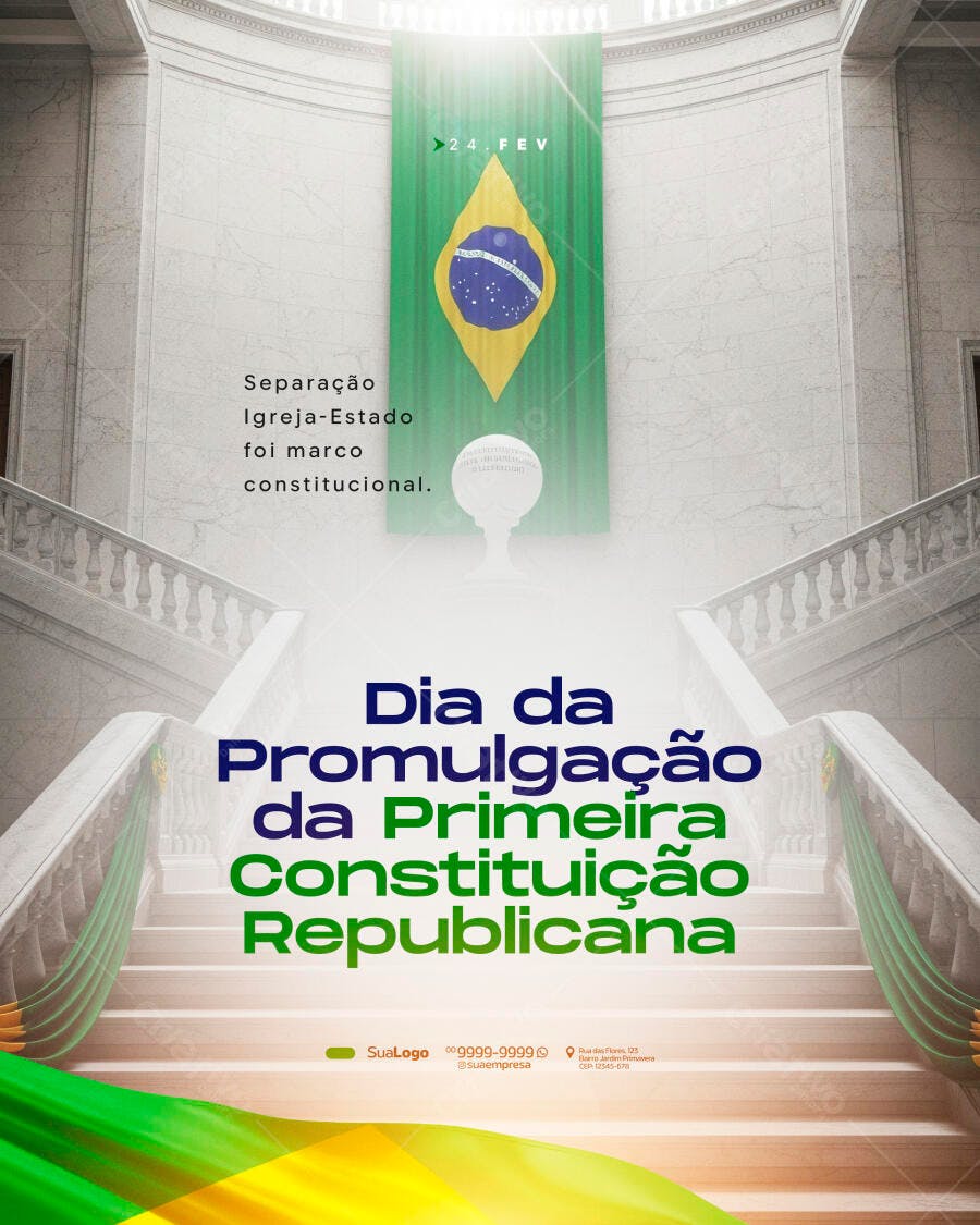 Post Dia da Constituição Republicana Brasil PSD Editável