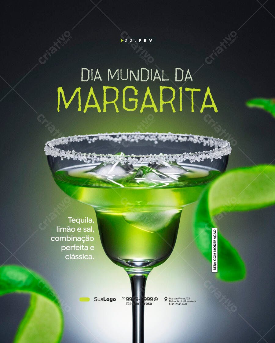 Post Instagram Dia Mundial da Margarita Bar PSD Editável