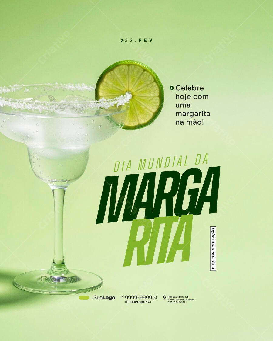 Post Instagram Dia Mundial da Margarita Bar PSD Editável
