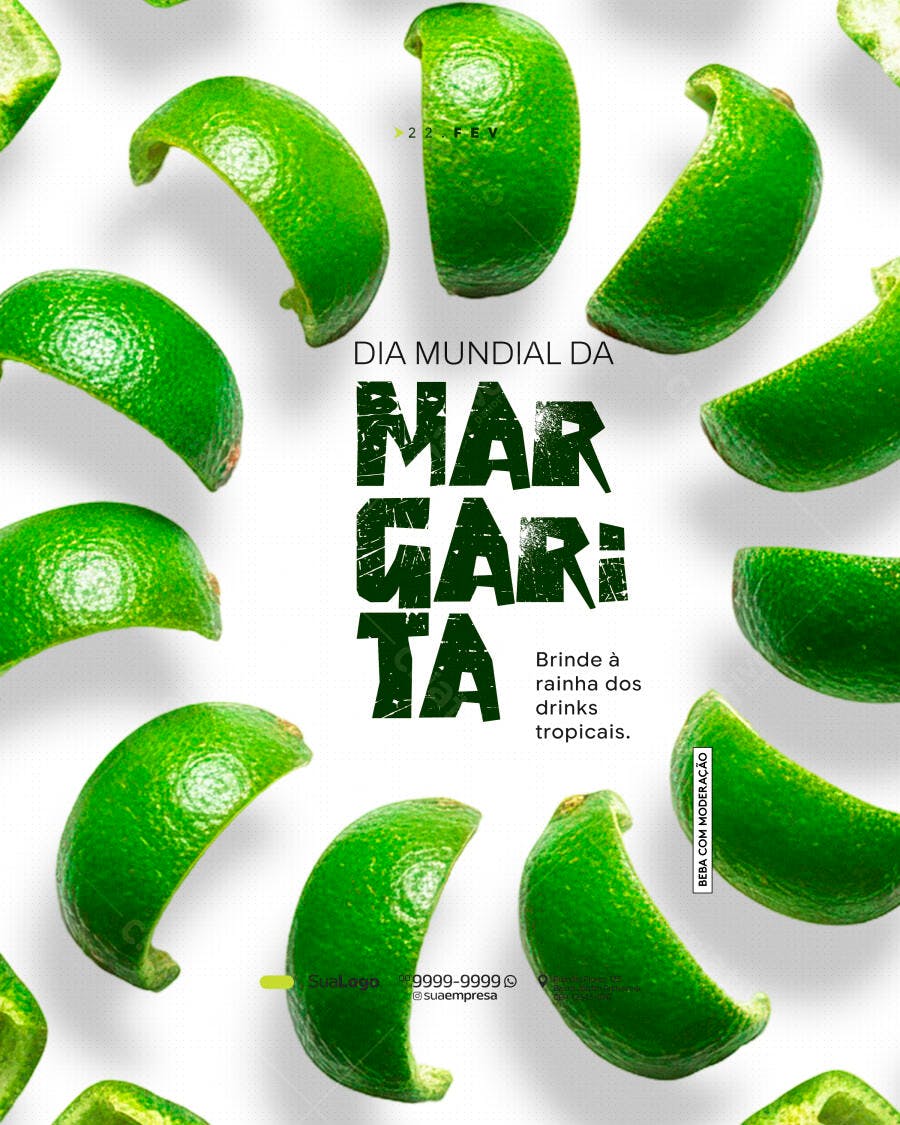 Post Instagram Dia Mundial da Margarita Bar PSD Editável