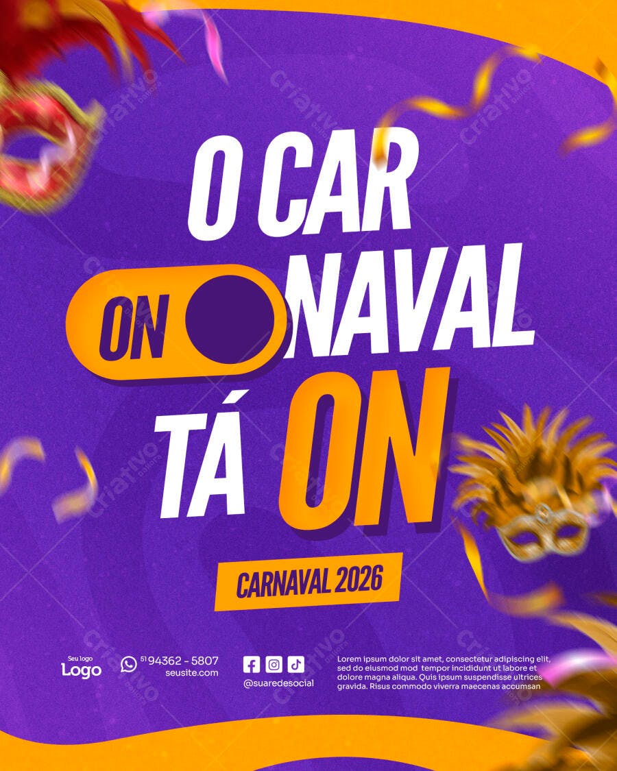 Post Instagram Carnaval 2026 Fevereiro PSD Editável