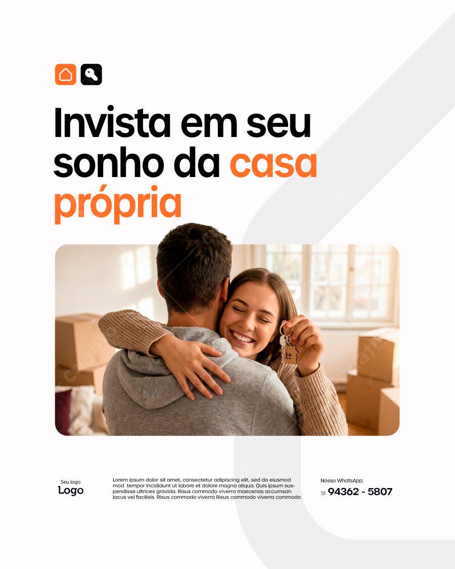Flyer Imobiliária Casa Própria Financiamento PSD Editável