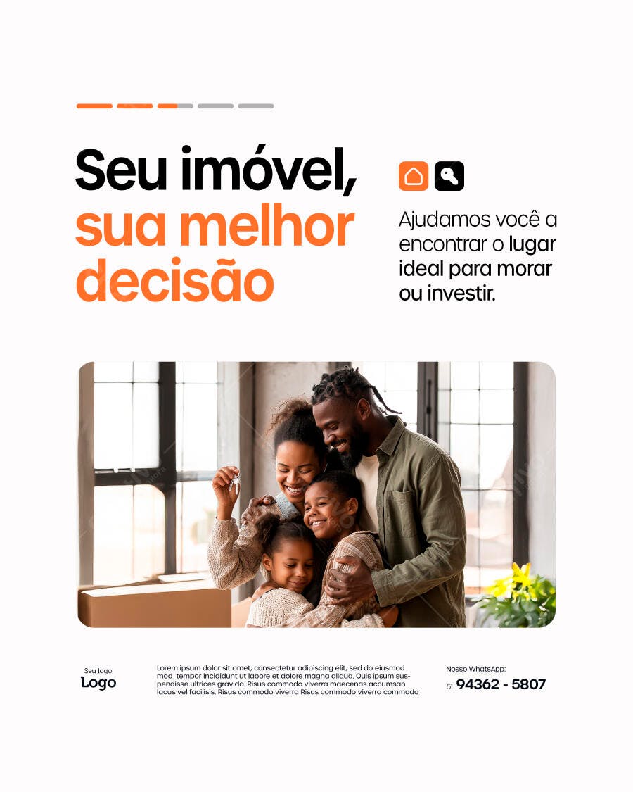 Flyer Imobiliária Família Investimento PSD Editável