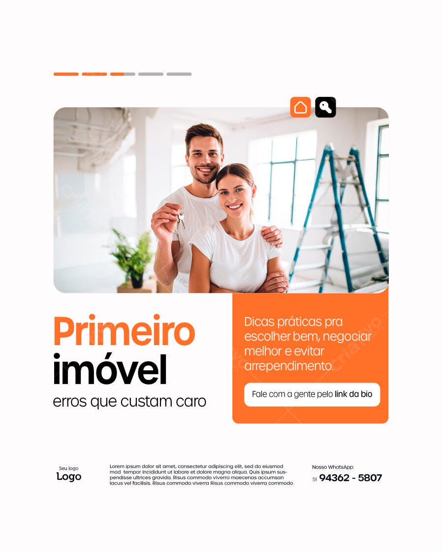 Flyer Primeiro Imóvel Imobiliária Corretora PSD Editável