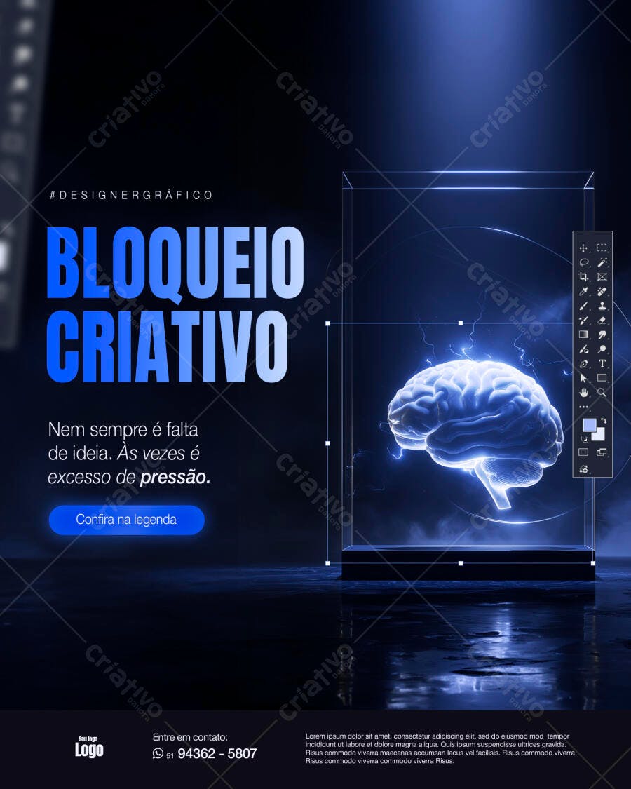 Post Instagram Bloqueio Criativo Designer Gráfico PSD Editável