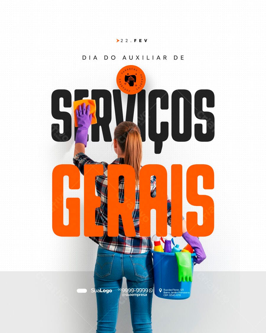 Post Instagram Dia do Auxiliar de Serviços Gerais PSD Editável