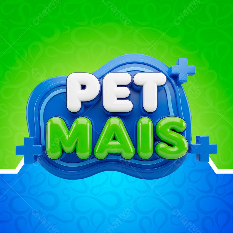 Selo 3D Pet Mais Azul e Verde PNG Transparente