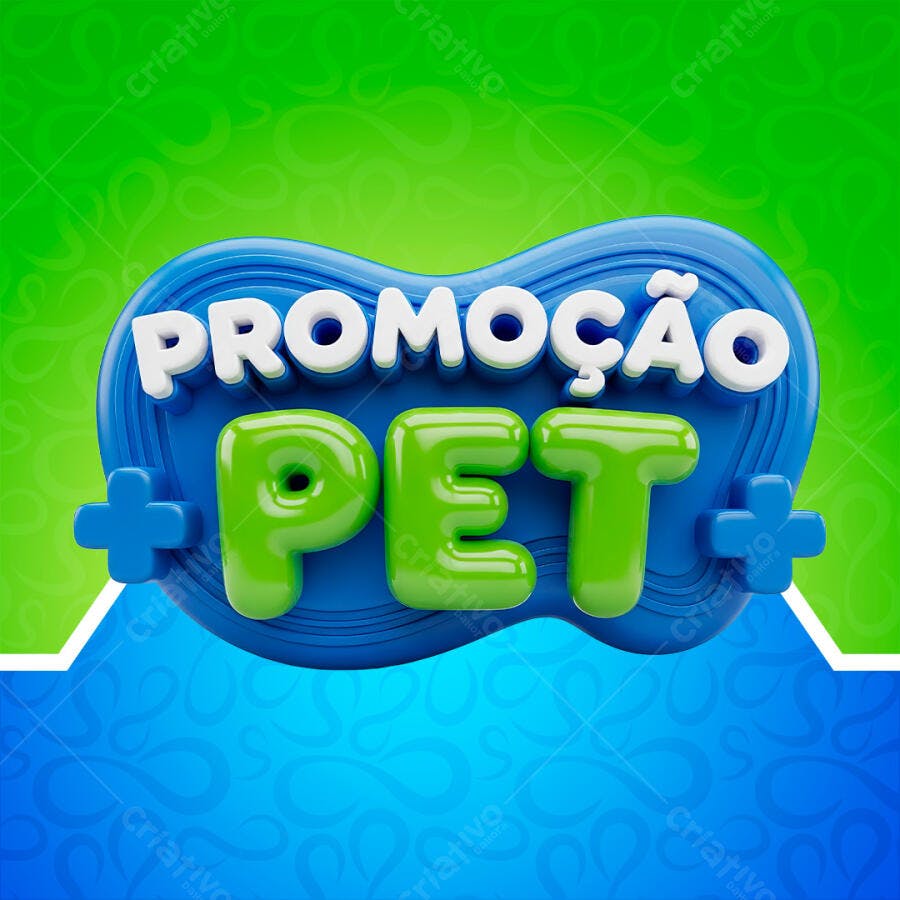Selo 3D Promoção Pet Azul e Verde PNG Transparente