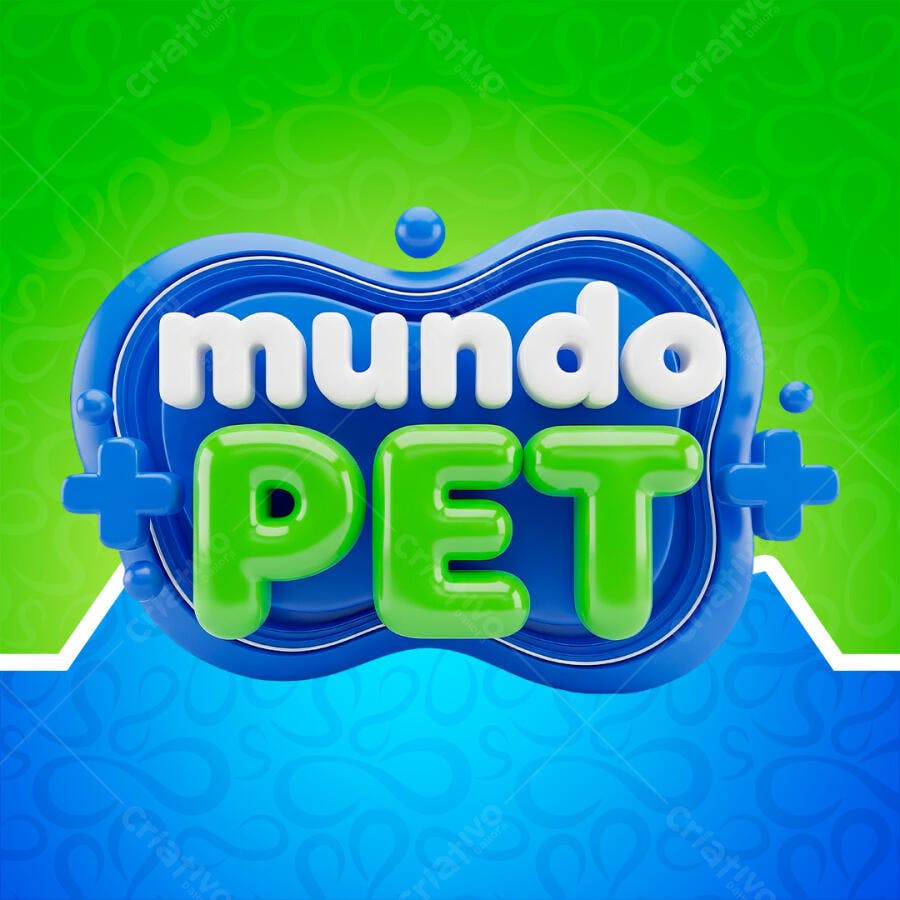 Selo 3D Mundo Pet Azul e Verde PNG Transparente