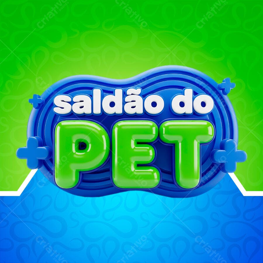 Badge 3D Saldo do Pet Azul e Verde PNG Fundo Transparente