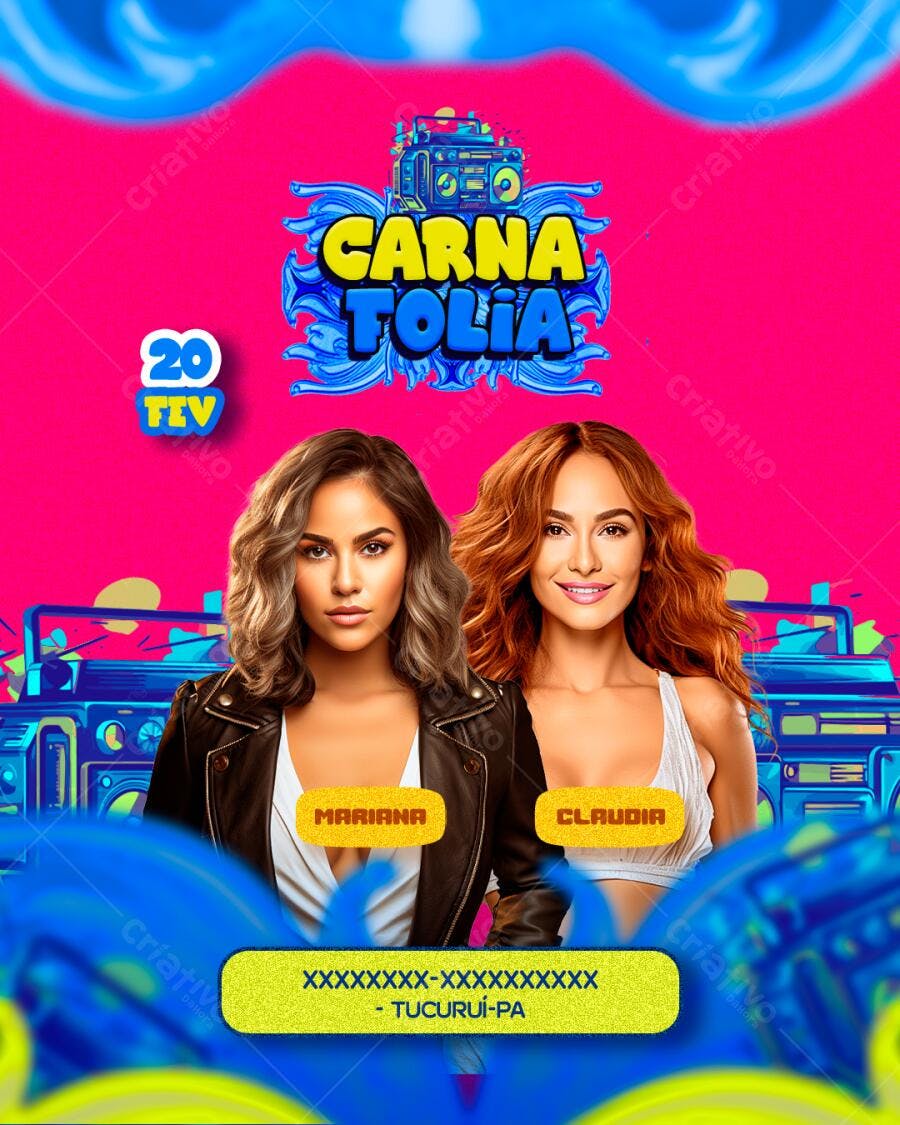 Flyer Carnaval Fevereiro Carnatolia PSD Editável
