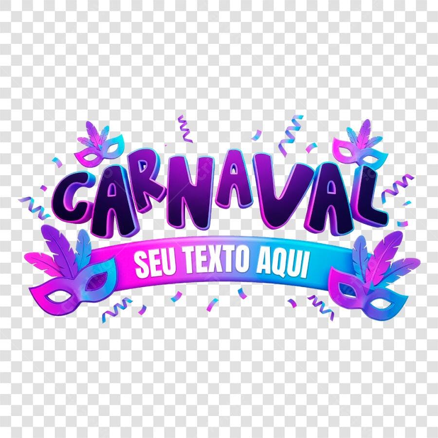 Carnaval Título Neon Roxo e Azul PNG Transparente