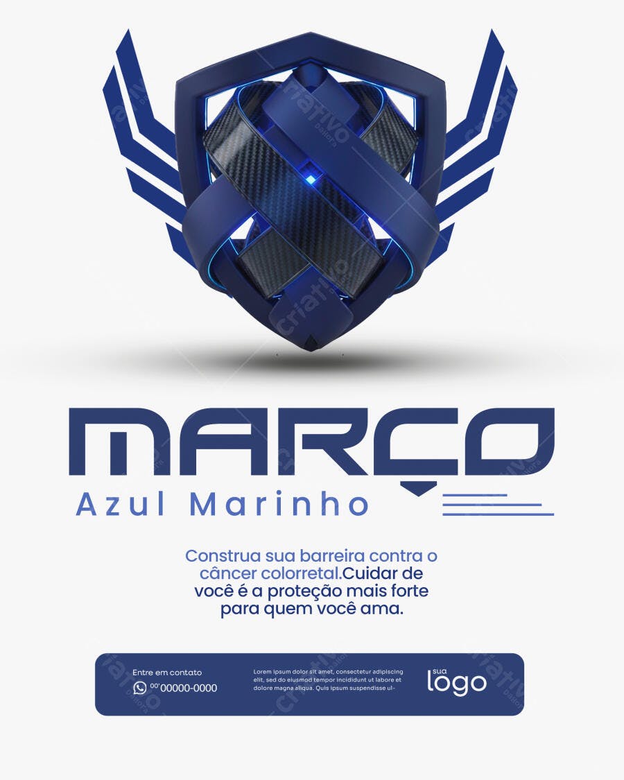 Flyer Março Azul Marinho Câncer Colorretal PSD Editável