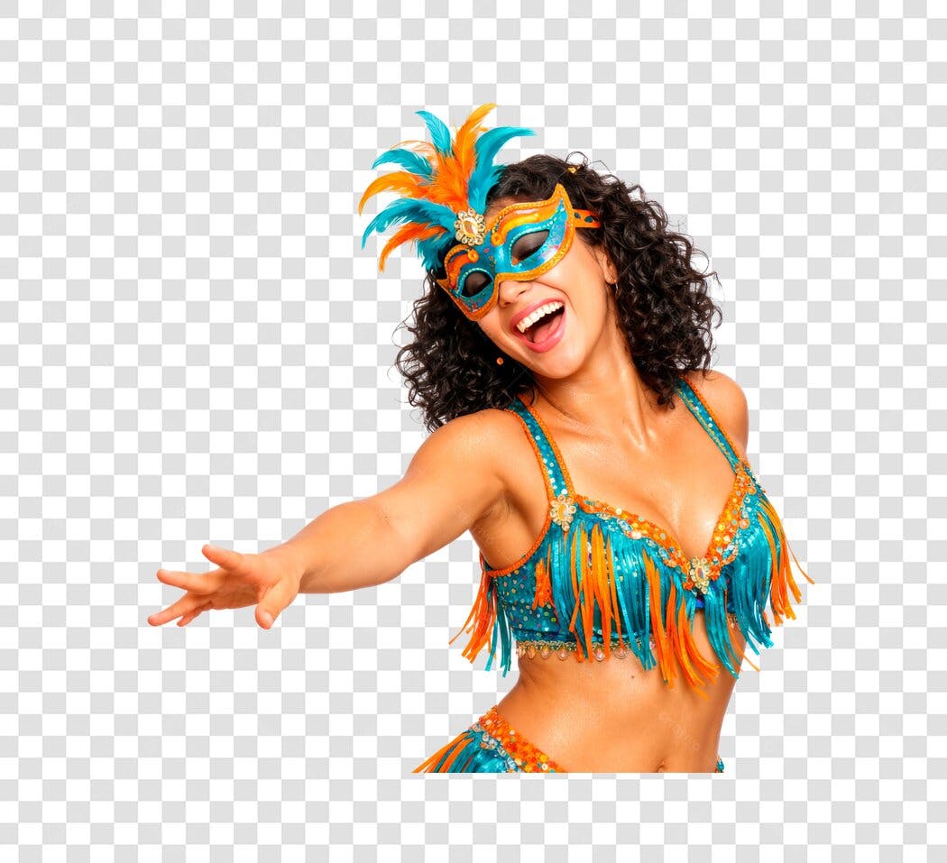 Foto Recortada Mulher Fantasia Carnaval Fevereiro PNG Fundo Transparente