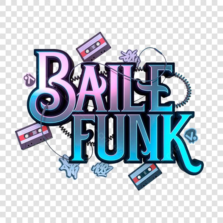 Logo Baile Funk Fitas Cassete Estilo Retrô PNG Fundo Transparente