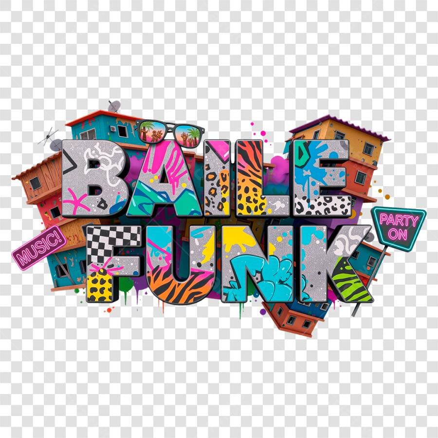 Elemento 3D Baile Funk Favela Óculos PNG Fundo Transparente