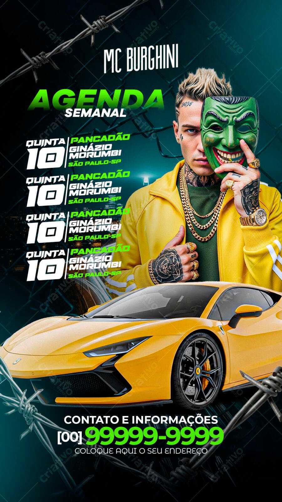 Flyer Agenda Semanal MC Burghi Balada PSD Editável