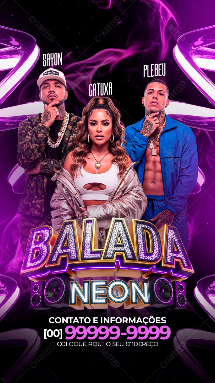 Flyer Balada Neon Festa Noturna PSD Editável