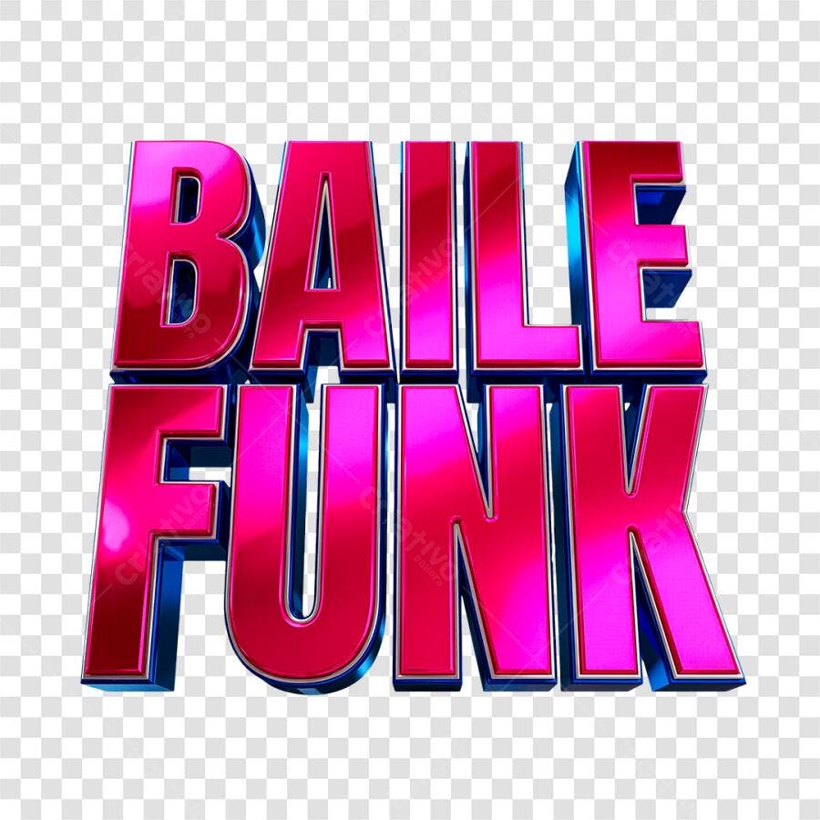Elemento 3D Baile Funk Letras Rosa Azul PNG Fundo Transparente
