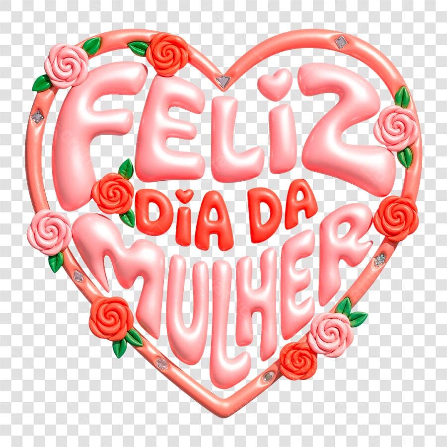Elemento 3D Feliz Dia da Mulher 8 Março PNG Fundo Transparente
