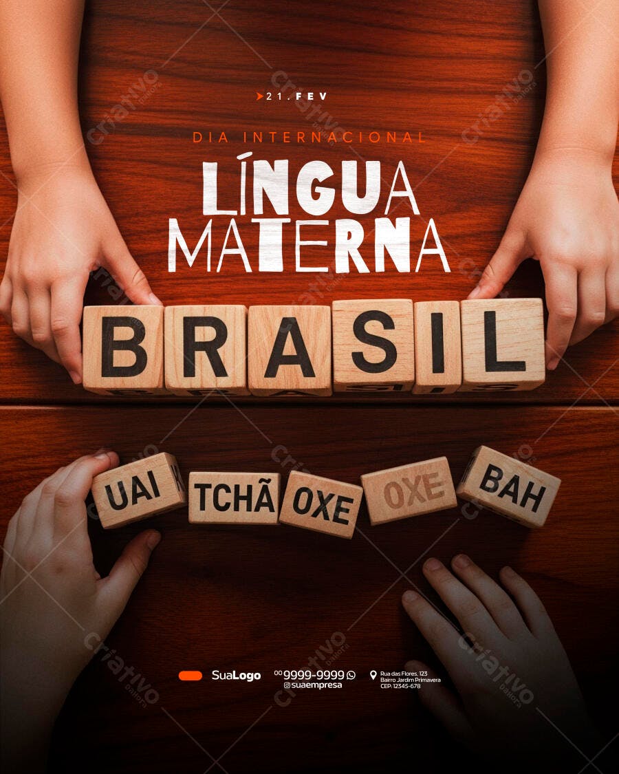 Post Dia Internacional Língua Materna Brasil PSD Editável