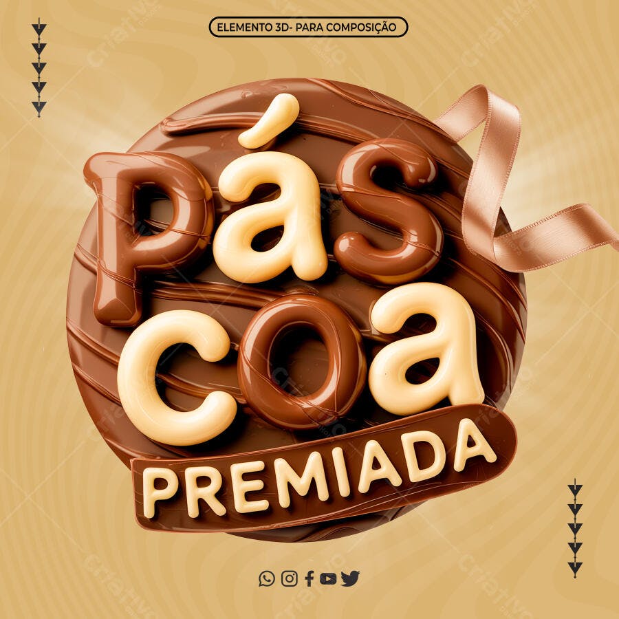 Selo 3D Páscoa Premiada Chocolate PNG Transparente