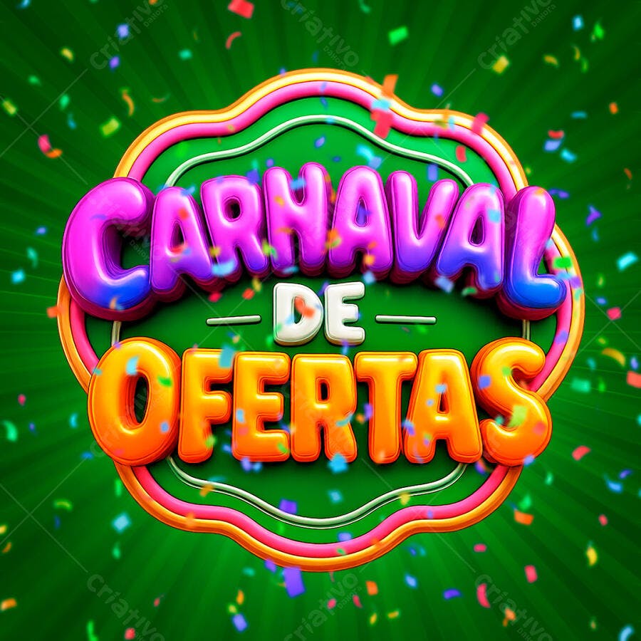 Selo 3D Carnaval de Ofertas Colorido PNG Transparente