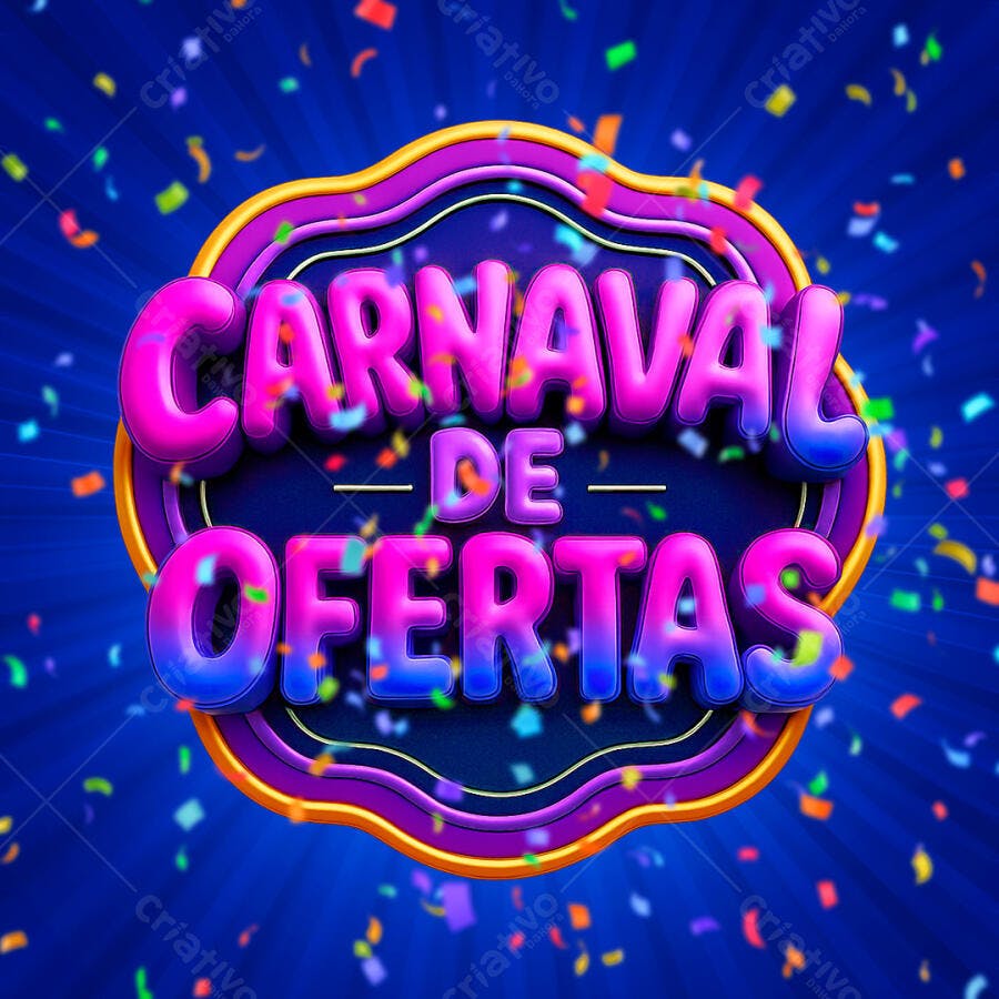 Selo 3D Carnaval de Ofertas Roxo e Laranja PNG Transparente