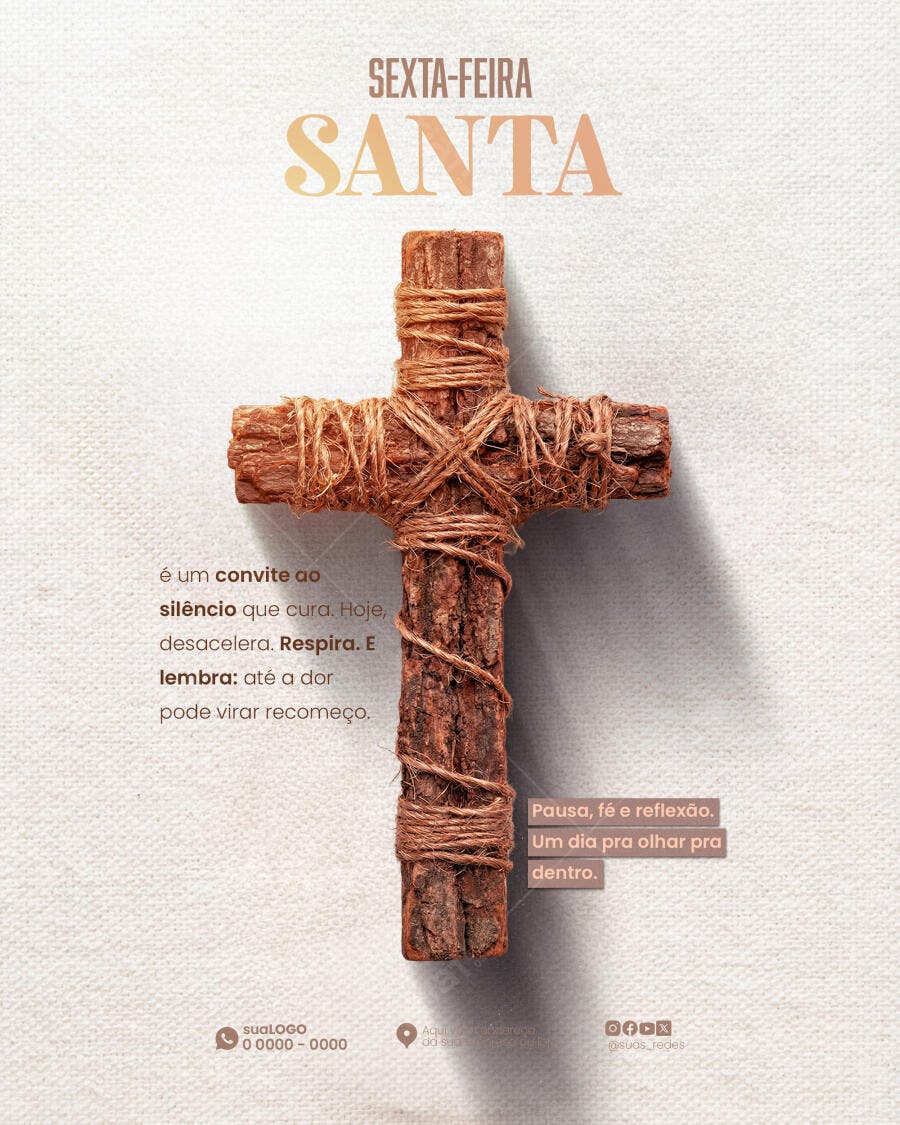 Post Instagram Sexta-feira Santa Páscoa PSD Editável