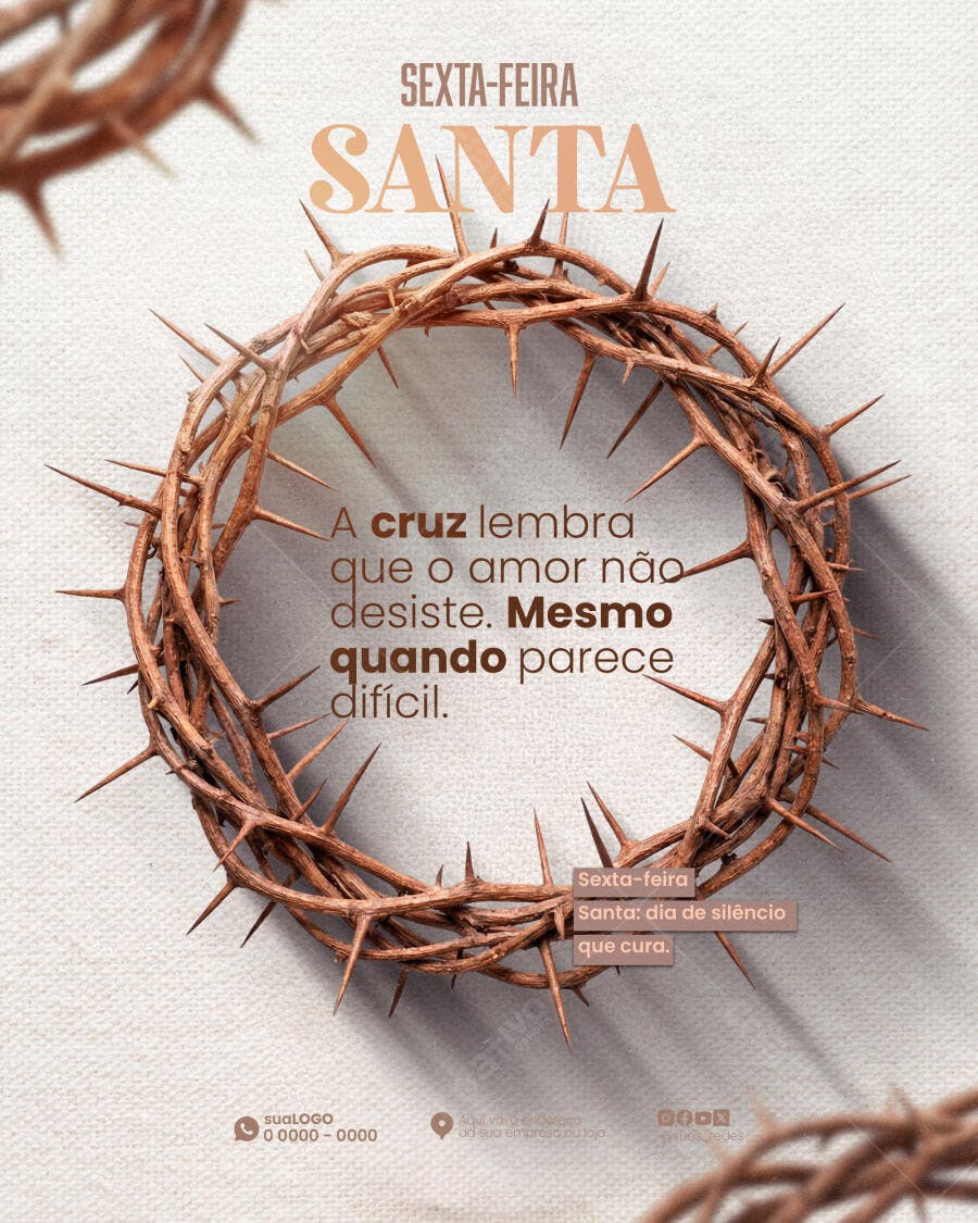 Post Instagram Sexta-Feira Santa Coroa Espinhos PSD Editável