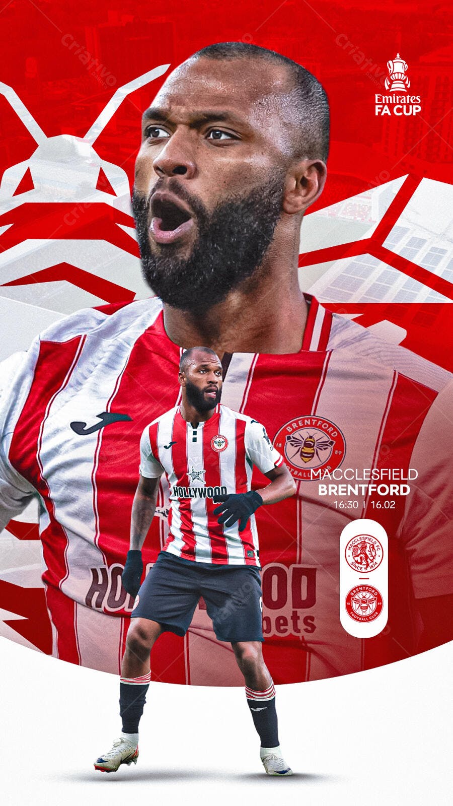 Post Instagram Futebol FA Cup Macclesfield Brentford PSD Editável