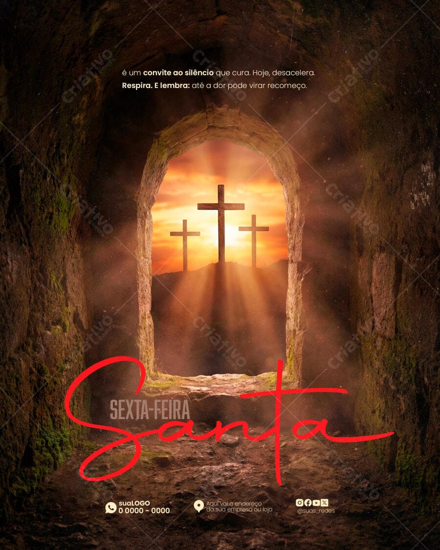 Post Sexta-Feira Santa Páscoa Abril PSD Editável