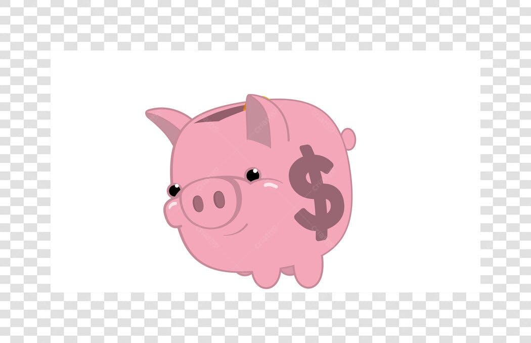 Ilustração Cofrinho Porquinho Rosa Economia PNG Fundo Transparente