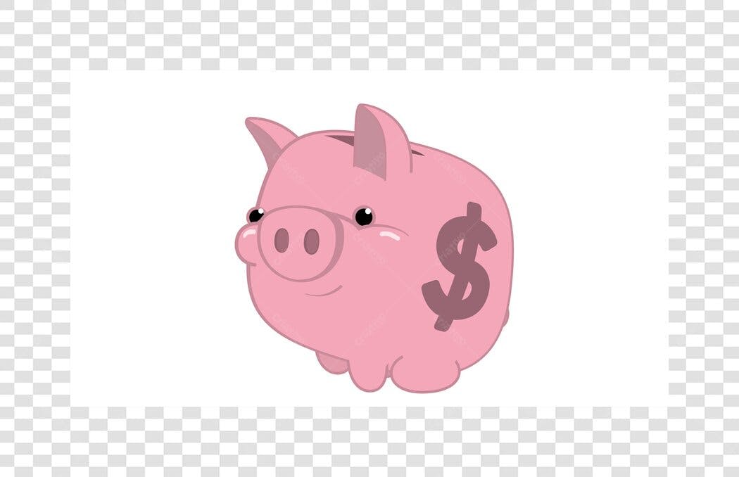 Ilustração Porquinho Mealheiro Dinheiro PNG Fundo Transparente