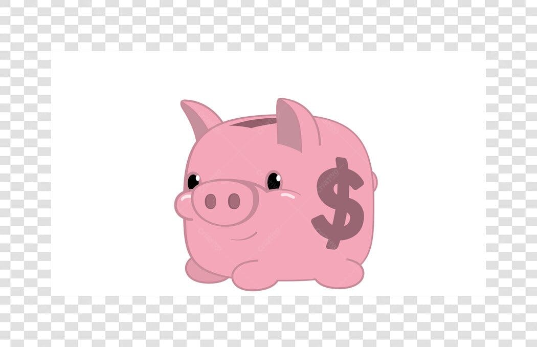 Clipart Porquinho Rosa Cofre Dinheiro PNG Fundo Transparente