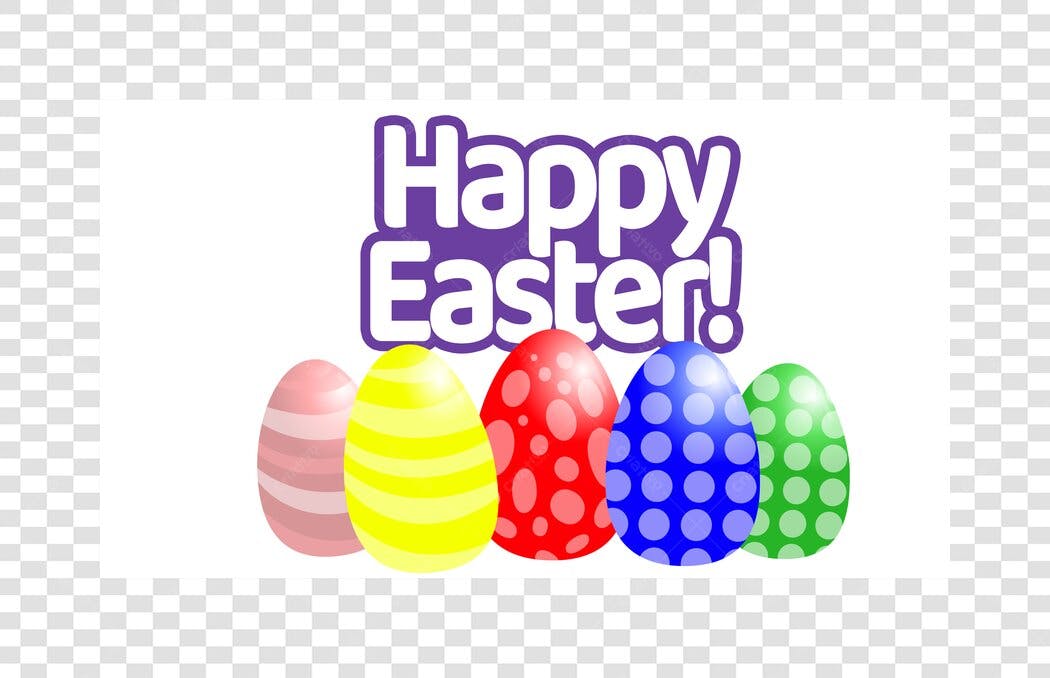 Ilustração Ovos de Páscoa Coloridos Happy Easter PNG Fundo Transparente